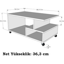 Enda Home Collection Sultan Tekerli Orta Sehpa 86,5X50 cm
