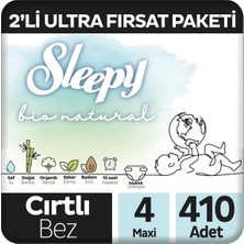Sleepy Bio Natural 2'li Ultra Fırsat Paketi Bebek Bezi 4 Numara Maxi 410 Adet