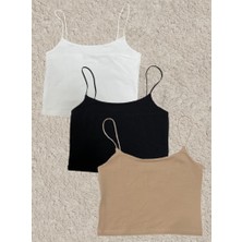 Betimoda Kadın Pamuklu Crop Top Askılı Büstiyer 3 Adet