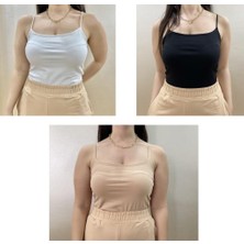 Betimoda Kadın Pamuklu Crop Top Askılı Büstiyer 3 Adet