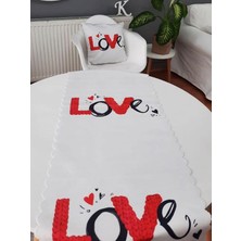 Körfez Kırlent Sevgililer Günü Temalı Kırlent Kılıfı Runner 1+1 Set