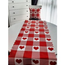 Körfez Kırlent Sevgililer Günü Temalı Kırlent Kılıfı Runner 1+1 Set