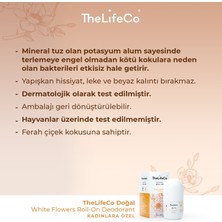 TheLifeCo Doğal Roll-On Deodorant White Flowers 60 ml (Aluminyumsuz, Alkolsüz, Doğal)