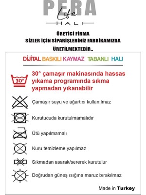 Pera Life Halı Yıkanabilir Kaymaz Geometrik Çizgili Desenli  Salon Halısı Mutfak Halısı ve Yolluk 4709