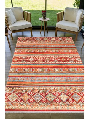 Pera Life Halı Yıkanabilir Kaymaz Kilim Vintage Desenli  Salon Halısı Mutfak Halısı ve Yolluk 4506