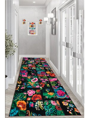 Pera Life Halı Yıkanabilir Kaymaz Patchwork  Salon Halısı Mutfak Halısı ve Yolluk 4770