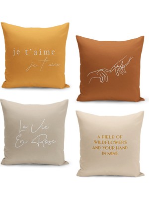 Filamente 4'lü Kırlent Kılıf Seti Çift Taraflı Dijital Baskılı