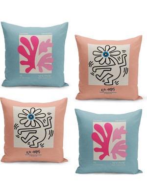 Filamente 4'lü Kırlent Kılıf Seti Çift Taraflı Dijital Baskılı