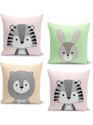 Filamente 4'lü Kırlent Kılıf Seti Çocuk Bebek Odası Dijital Baskılı