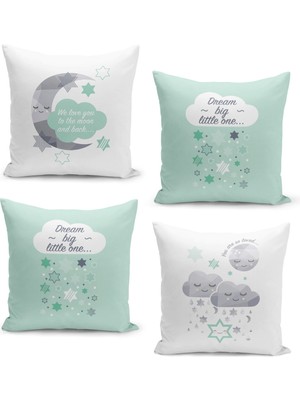 Filamente 4'lü Kırlent Kılıf Seti Çocuk Bebek Odası Dijital Baskılı