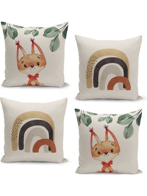 Filamente 4'lü Kırlent Kılıf Seti Çocuk Bebek Odası Dijital Baskılı