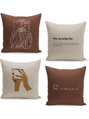 Filamente 4'lü Kırlent Kılıf Seti Çift Taraflı Dijital Baskılı