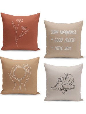 Filamente 4'lü Kırlent Kılıf Seti Çift Taraflı Dijital Baskılı