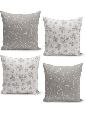 Filamente 4'lü Kırlent Kılıf Seti Fransız Dokuma Keten Doku Görünümlü Tasarım