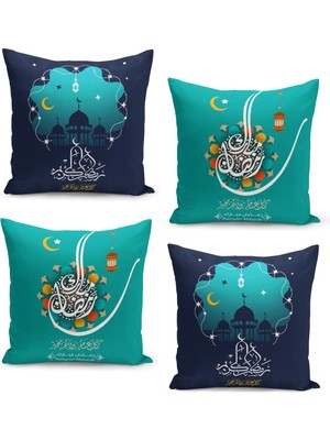 Filamente 4'lü Kırlent Kılıf Seti Ramazan Özel Desenli Çift Taraflı Dijital Baskılı