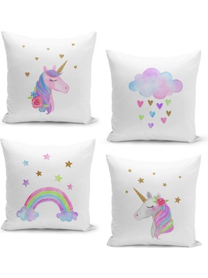 Filamente 4'lü Kırlent Kılıf Seti Çocuk Bebek Odası Dijital Baskılı