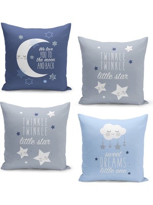 Filamente 4'lü Kırlent Kılıf Seti Çocuk Bebek Odası Dijital Baskılı