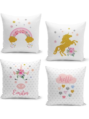 Filamente 4'lü Kırlent Kılıf Seti Çocuk Bebek Odası Dijital Baskılı