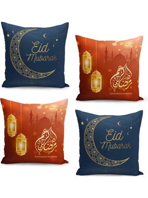 Filamente 4'lü Kırlent Kılıf Seti Ramazan Özel Desenli Çift Taraflı Dijital Baskılı