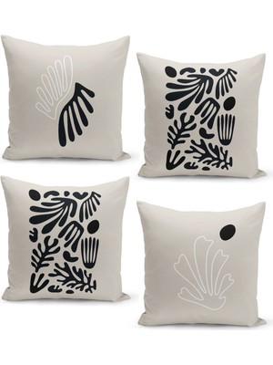 Filamente Bej Renkli Şekil Desenli Kırlent Kılıf Seti 4'lü