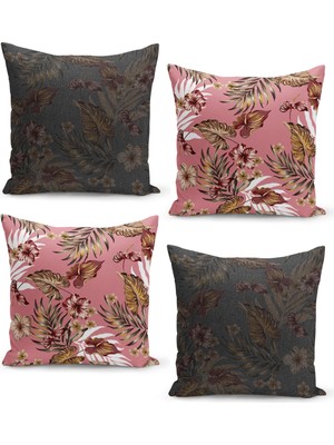 Filamente 4'lü Kırlent Kılıf Seti Etnik Çiçekler Vintage Tasarım