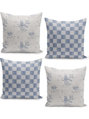 Filamente 4'lü Kırlent Kılıf Seti Fransız Dokuma Keten Doku Görünümlü Tasarım