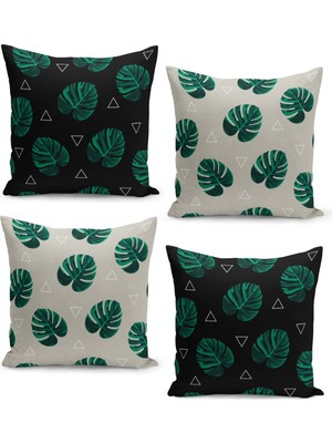 Filamente Trendy Tropikal Yaprak Desenli Kırlent Kılıf Seti 4'lü