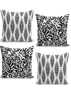 Filamente 4'lü Kırlent Kılıf Seti Beyaz Zemin Üstüne Bohem Tasarım