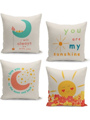 Filamente 4'lü Kırlent Kılıf Seti Çocuk Bebek Odası Dijital Baskılı