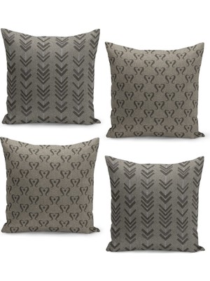 Filamente 4'lü Kırlent Kılıf Seti Keten Tweed Zemin Görünüm Iskandinav Desenli