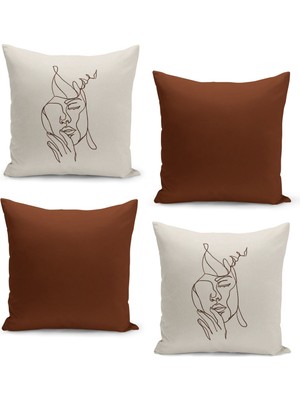 Filamente 4'lü Kırlent Kılıf Seti Çift Taraflı Dijital Baskılı