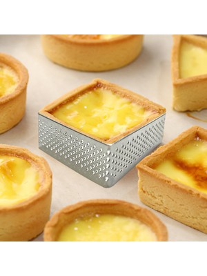 Faith Delikli Tart Yüzük Paslanmaz Çelik Tartlet Kalıpları Kare Şekli Kalıp Kek Daire Fransız Pasta Pişirme Aracı, 5 Paket (Yurt Dışından)