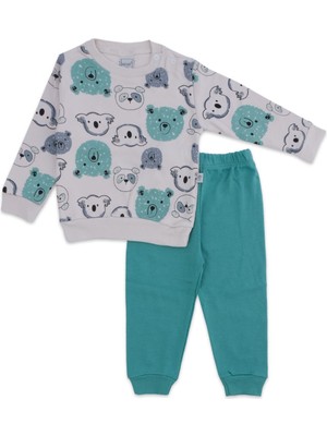 Bebelop Erkek Bebek Çocuk Ayıcık Kafalar Baskılı 2'li Alt Üst Takım