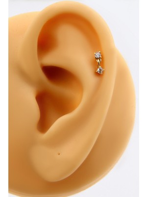 Altınkesesi Altın Tektaş Sallantılı Kıkırdak Küpe Tragus Helix