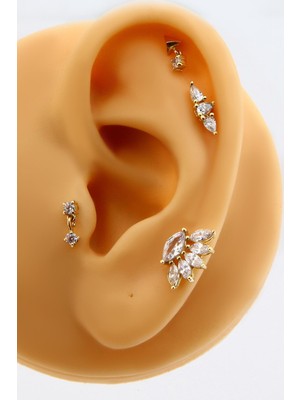 Altınkesesi Altın Tektaş Sallantılı Kıkırdak Küpe Tragus Helix