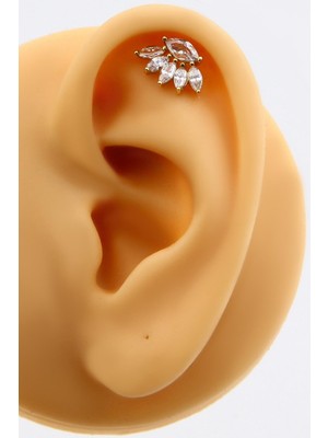 Altınkesesi Altın Markiz Piercing Tragus Helix Kıkırdak Küpe