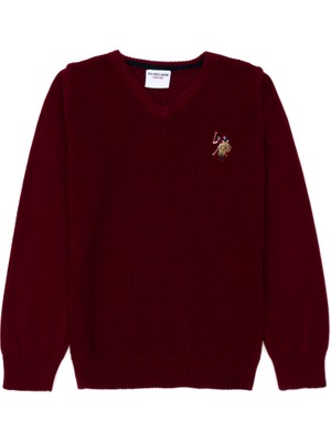 U.S. Polo Assn. Erkek Çocuk Bordo Triko Kazak 50269036-VR014