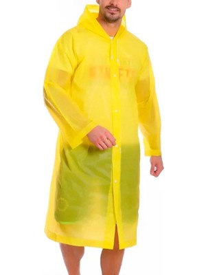 Modalucci Kadın Erkek Yağmurluk Kapüşonlu Çıtçıtlı Eva Raincoat Sarı Yağmurluk