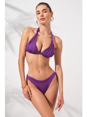 Pierre Cardin Dudi Kaplı Üçgen Bikini Takım Mor 231224