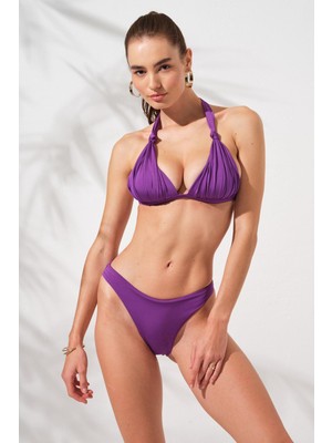 Pierre Cardin Dudi Kaplı Üçgen Bikini Takım Mor 231224