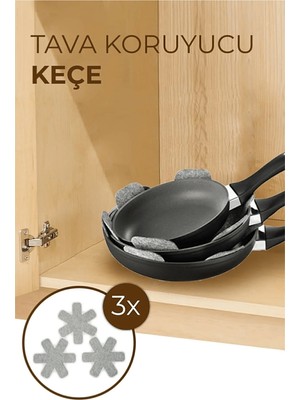 Sofra Mutfak Gereçleri 3'lü Renkli Tava Koruma Seti - Teflon Tencere ve Tava için Çizilmeyi Önleyici Keçe Aparatlar
