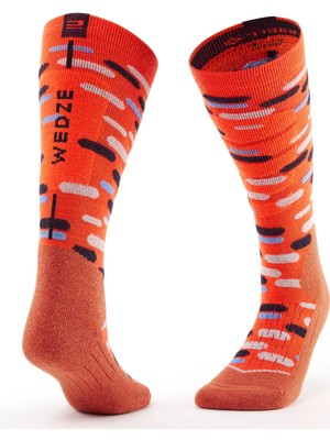 Wedze Çocuk Kayak / Snowboard Çorabı - Turuncu Desenli - 100