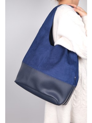 Luvi 1096 Lacivert Süet Kadın Gunluk Canta