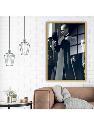 Gaagart Metal Çerçeveli Temperli Cam Ofis Tablosu Mustafa Kemal Atatürk