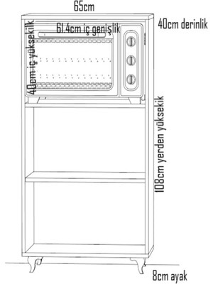 Yaman Dekorasyon 2 Kapaklı Braga Mini Fırın ve Mikrodalga Dolabı
