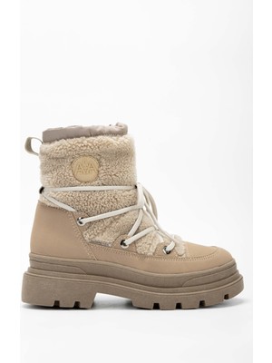 Effetre Kadın Bej Kumaş Kar Botu 516 8715 Bn Kısa Topuklu Rahat Yürüyüş İçin Şık Tasarım