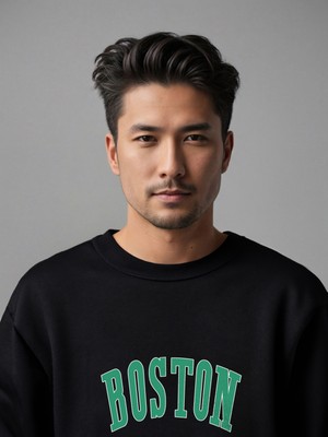 Loss Buttom Boston Baskılı Sweatshirt