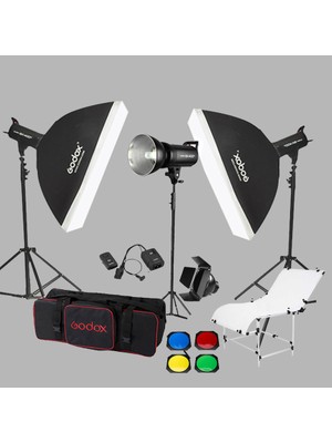Godox SK400 3'lü Paraflaş Set + Çekim Masası 1X2M