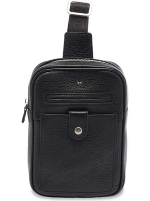 Tergan  Siyah Hakiki Deri Erkek Çapraz Askılı Çanta - S1AC00021479-A6F