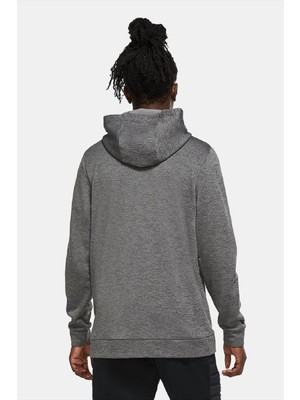 Nike Dri Fit Therma Hoodie Fermuarlı Kapüşonlu Unısex Termal Sweatshirt Gri